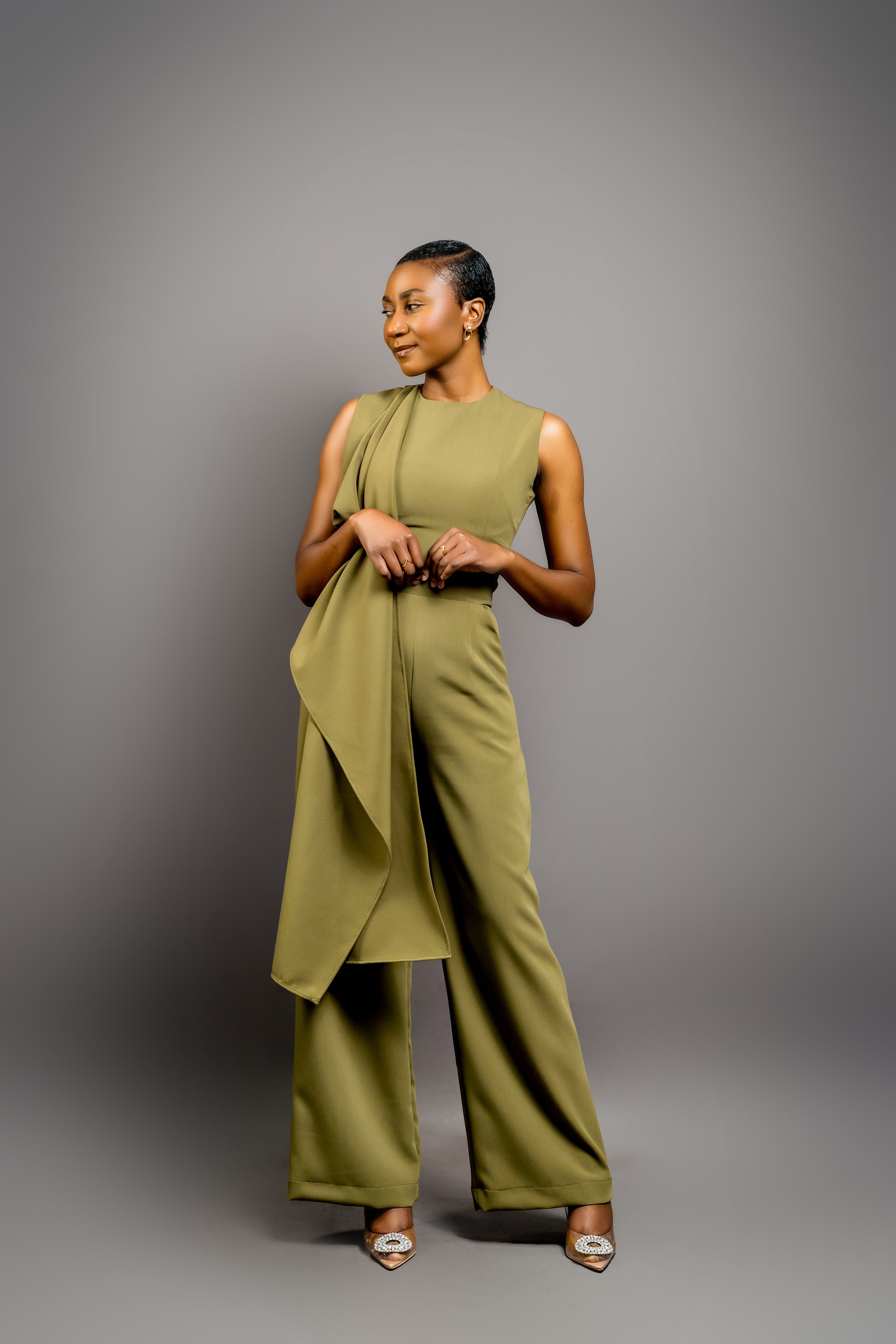 Green wide leg pants (pre-order)
